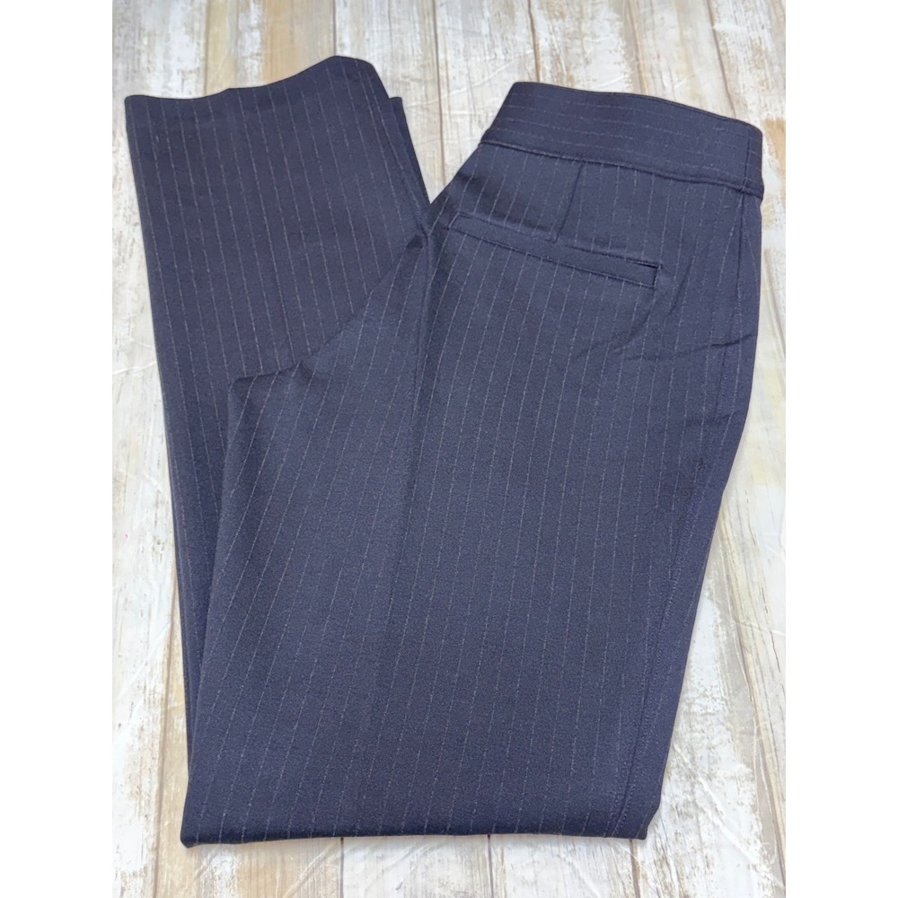 Spanx Smooth Perfect Fit Ponte Slim Straight‎ Pinstripe Navy Small Petite Pant